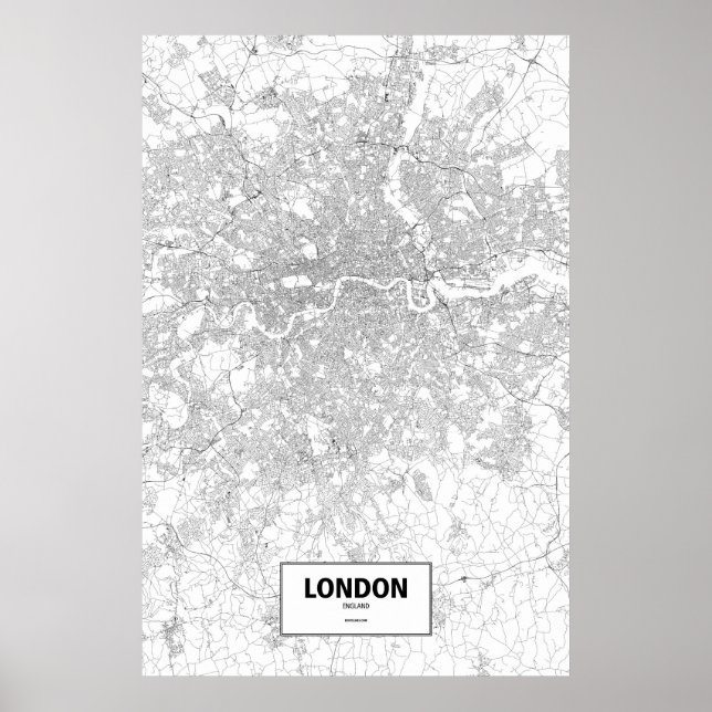Poster London, England (black on white) (Devant)