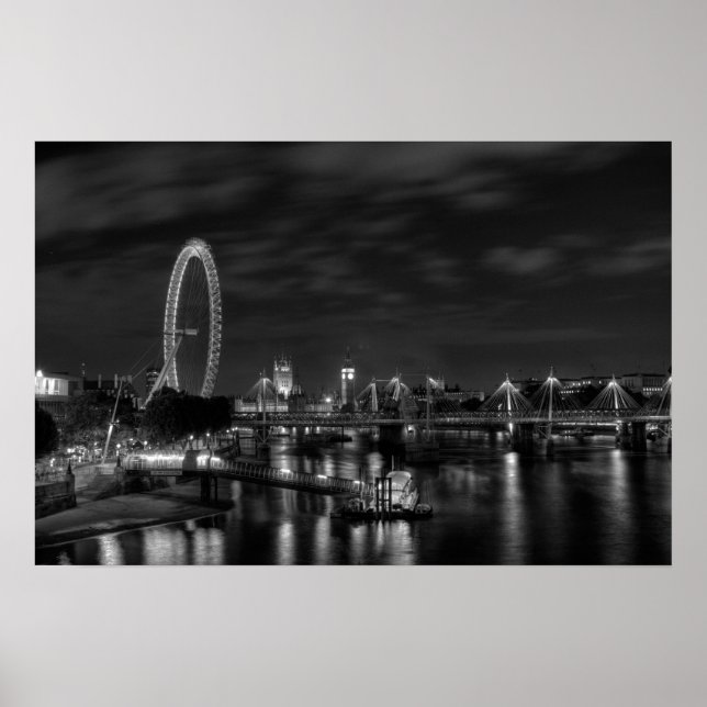 Poster London Eye en noir et blanc (Devant)