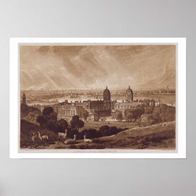 Poster London from Greenwich, engraved by Charles Turner (Devant)