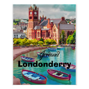 Poster Londonderry Irlande Art de carte postale de voyage