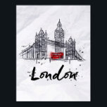 Poster Londres, Angleterre | Oeuvre scintillante<br><div class="desc">gratte-ciel londoniens, Tower Bridge et Big Ben dessinent dans un style vintage avec des gouttes et des éclaboussures sur du papier écroulé. | © et ® Bigstock® - Tous droits réservés.</div>
