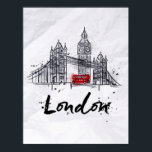 Poster Londres, Angleterre | Oeuvre scintillante<br><div class="desc">gratte-ciel londoniens, Tower Bridge et Big Ben dessinent dans un style vintage avec des gouttes et des éclaboussures sur du papier écroulé. | © et ® Bigstock® - Tous droits réservés.</div>