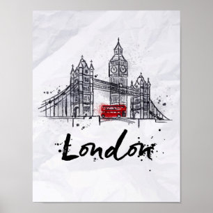 Poster Londres, Angleterre   Oeuvre scintillante