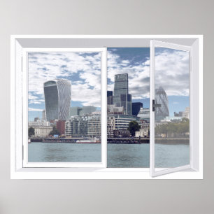 Poster Londres Skyline City View Faux Window