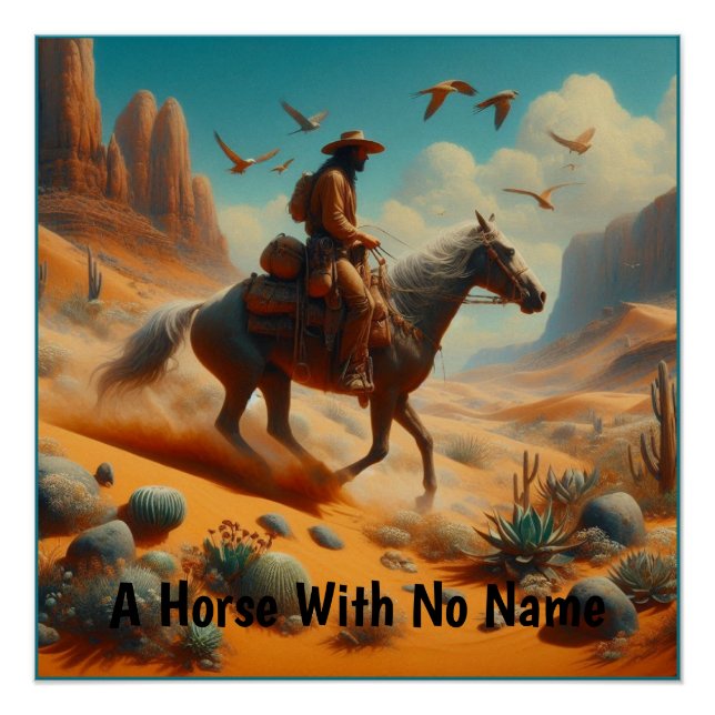 Poster Lone Cowboy dans Desert Canyon - Surreal Western A (Devant)