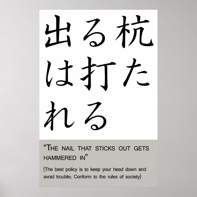 Poster L'ongle qui sort se fait marteler (Devant)