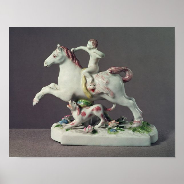 Poster Longton Hall figure of Cupid riding a horse (Devant)