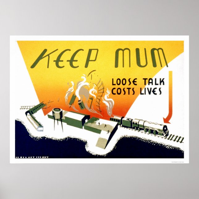 Poster Loose Talk Cost Lives 1943 WPA (Devant)
