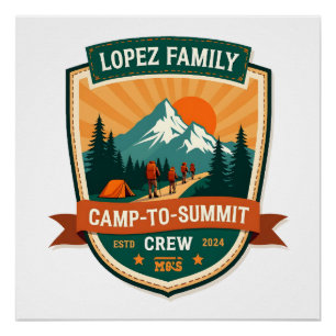 Poster Lopez Family Camp-To-Summit Crew Vintage Randonnée