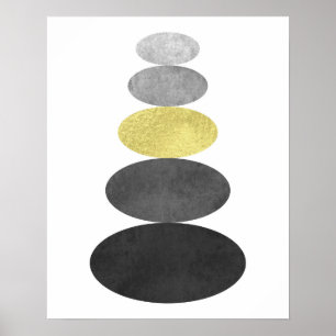 Poster L'or et l'art noir de caillou de zen impriment