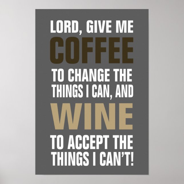 Poster Lord Give Me Coffee and Wine! (Devant)