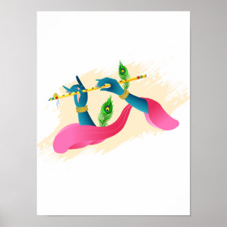 Poster lord Krishna main jouant au bansuri