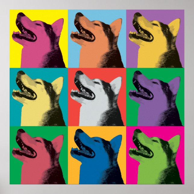 Poster L'ornement de pop-art sibérien Husky (Devant)