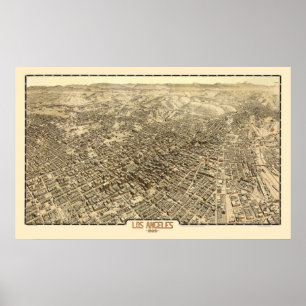 Poster Los Angeles, CA Carte panoramique - 1909