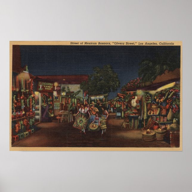 Poster Los Angeles, CA - Olvera Street (Devant)