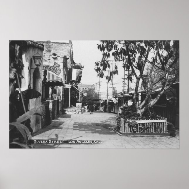Poster Los Angeles, CA Vue de la rue Olvera (Devant)
