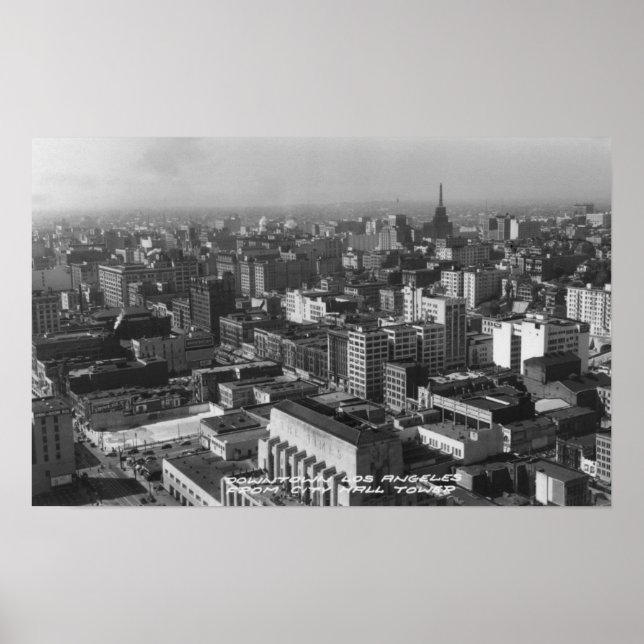 Poster Los Angeles, CA Vue du centre-ville depuis l'hôtel (Devant)