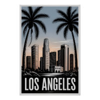 Los Angeles Californie Gravure sur bois Noir et Bl