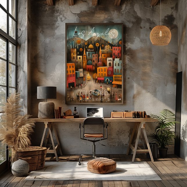 Poster Los Ángeles: City of Angels - Whimsical Art (Créateur téléchargé)
