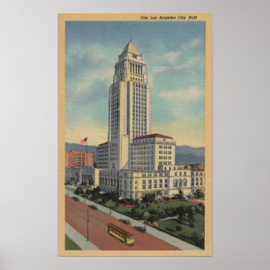Poster Los Angeles, VUS de l'Hôtel de Ville et téléphériq