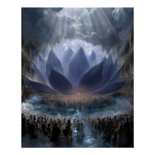 Poster Lotus Cosmique Sacré dans la Lumière Céleste