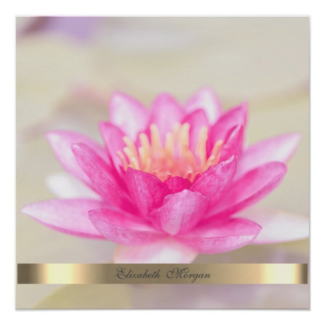 Poster Lotus Doré Élégant, Yoga (Devant)