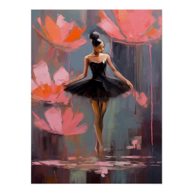 Poster Lotus Flower Ballerina Wall Art (Devant)