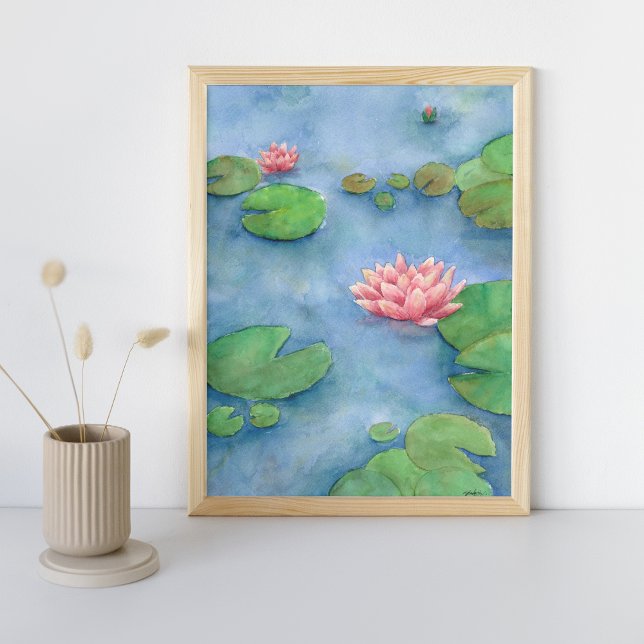 Poster Lotus Flower Watercolor Painting (Créateur téléchargé)