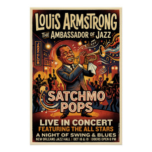 Poster Louis Armstrong – Satchmo Pops