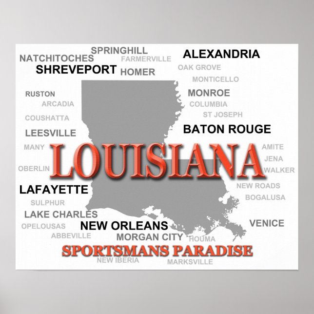 Poster Louisiana State Pride Map Silhouette (Devant)