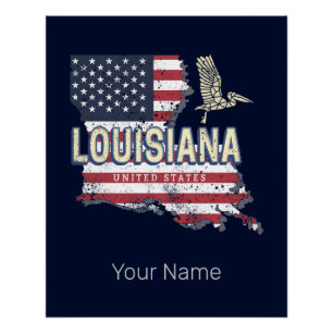 Poster Louisiane avec conception vintage de pélican USA