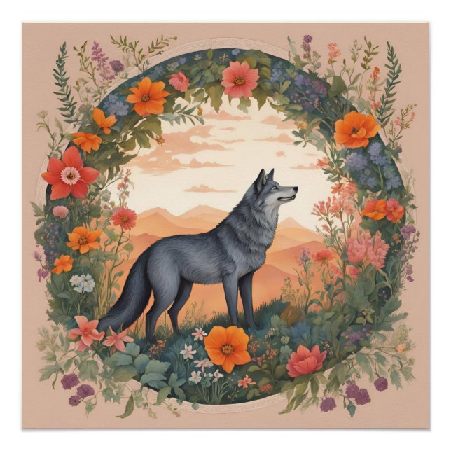 Poster Loup de Cottagecore (Devant)