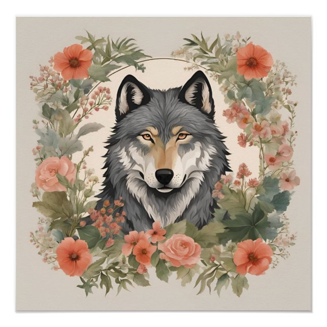 Poster Loup de Cottagecore (Devant)