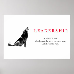 Poster Loup de leadership inspirant noir et blanc