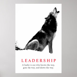 Poster Loup de leadership inspiré noir blanc