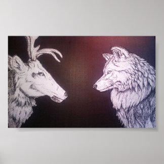Poster Loup et Elk
