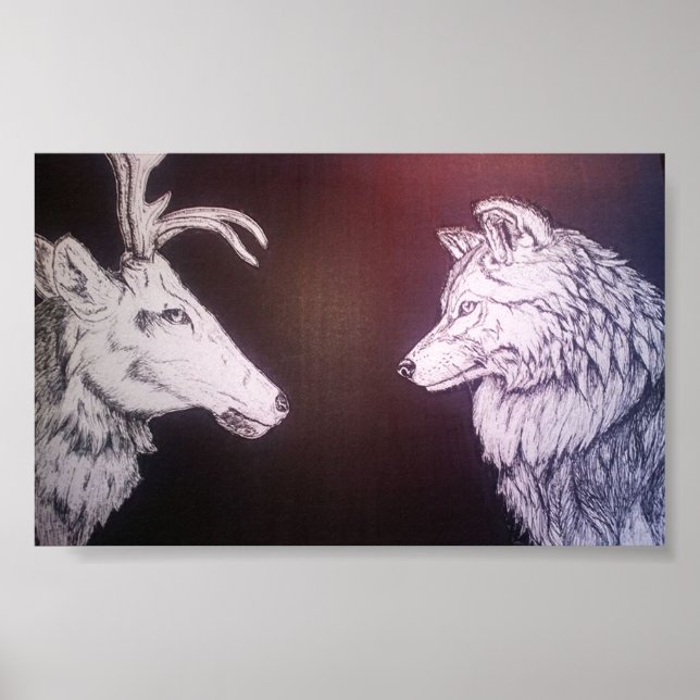 Poster Loup et Elk (Devant)