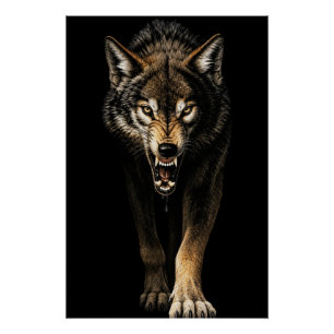 Poster Loup Féroce – Prédateur de Loup Sauvage Enragé