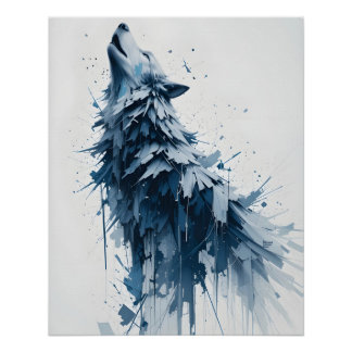 Poster Loup hurlant Abstrait