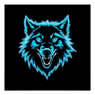 Poster Loup Néon