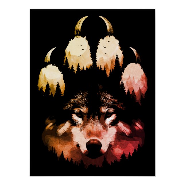 Poster Loup solitaire. Âme sauvage (Devant)