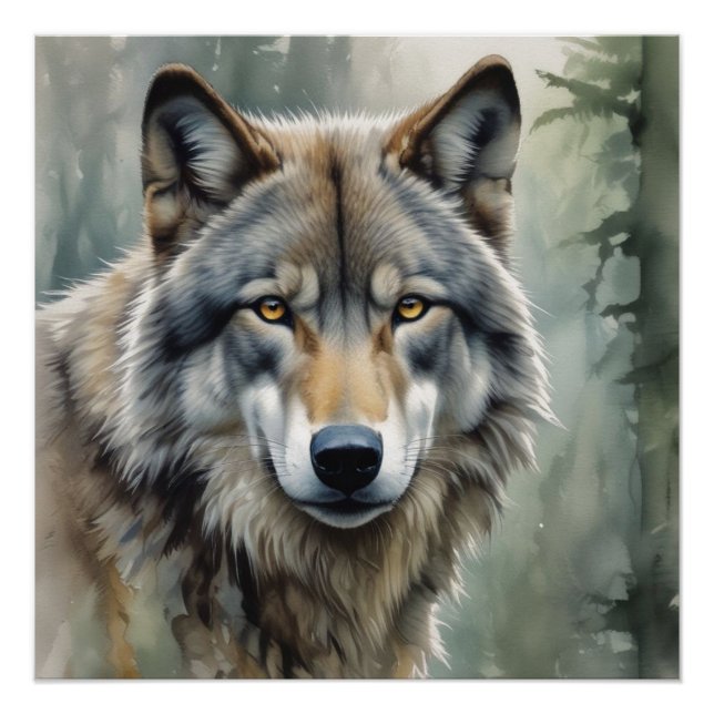 Poster Loup solitaire Motivation Art Inspirationnel (Devant)