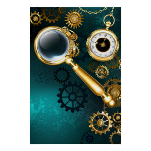 Poster Loupe de style Steampunk