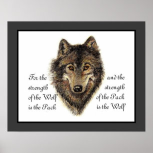 Poster Loups, Aquarelle Wolf & Pack Citation, Nature