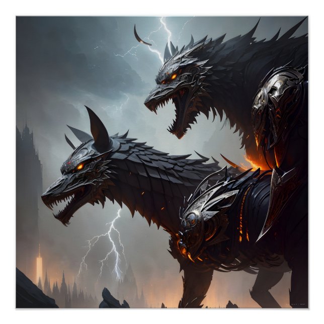 Poster Loups Cyborg Foudre (Devant)