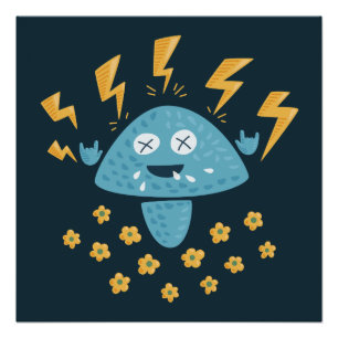 Poster Lourd Metal Music Drôle Cartoon Champhroom