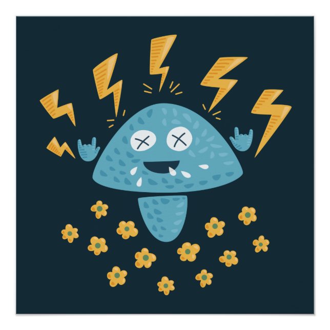 Poster Lourd Metal Music Drôle Cartoon Champhroom (Devant)