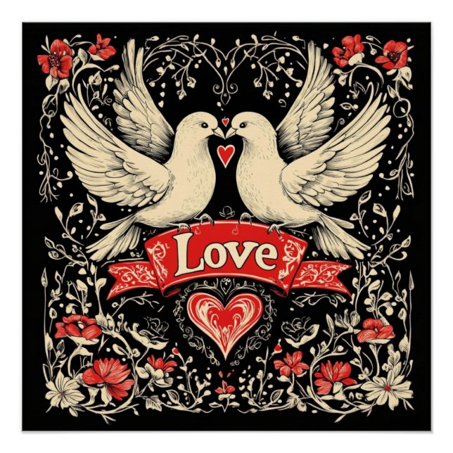 Poster Love Doves design (Devant)