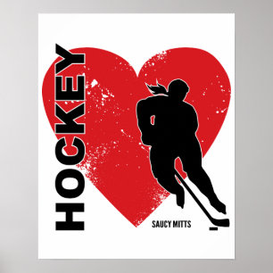 Poster Love Heart Hockey