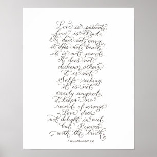 Poster Love is patient inspirational verses typography